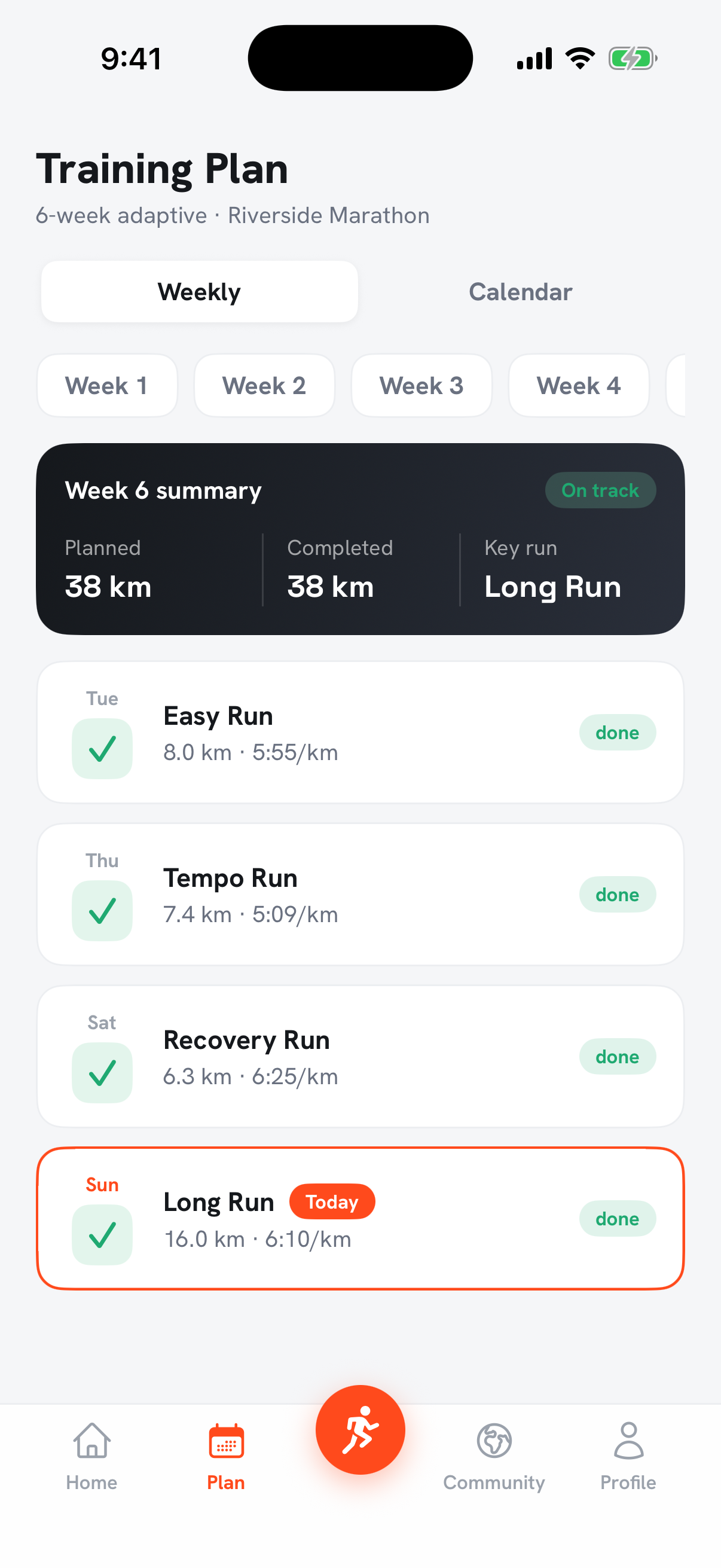 Personal marathon plan