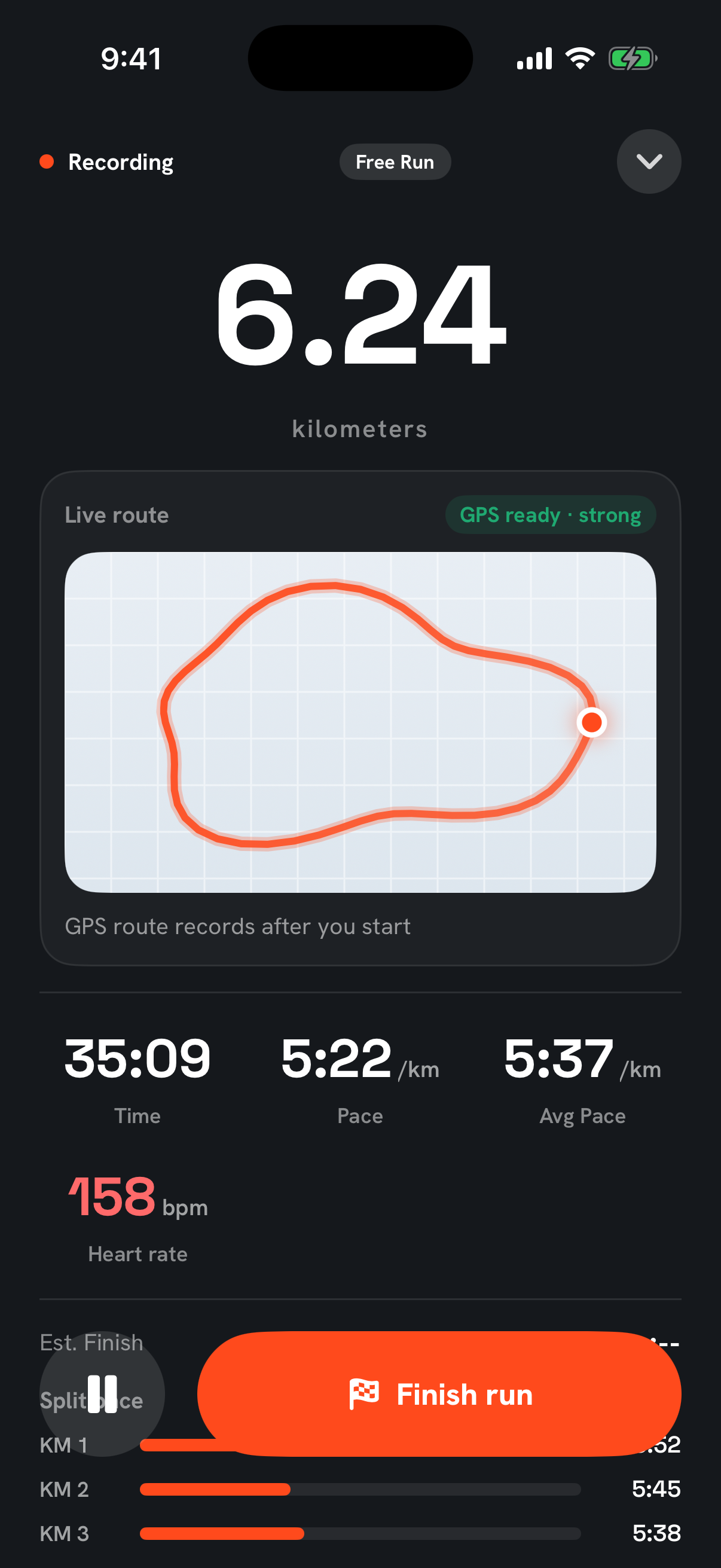 Live run tracking